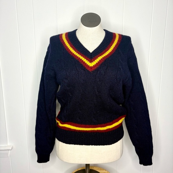 GAP Sweaters - Vintage 90s GAP V-Neck Pullover 100% Shetland Wool Sweater Tennis Cricket Medium